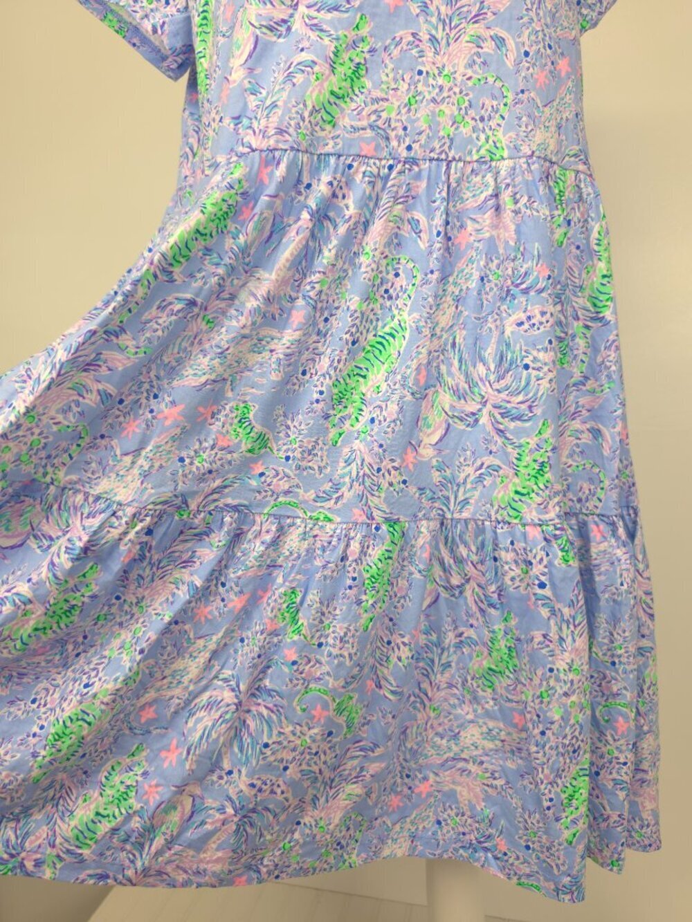 NWOT Lilly Pulitzer Geanna Short Sleeve Dress Blue Peri The Turtle Package Large - Picture 8 of 10